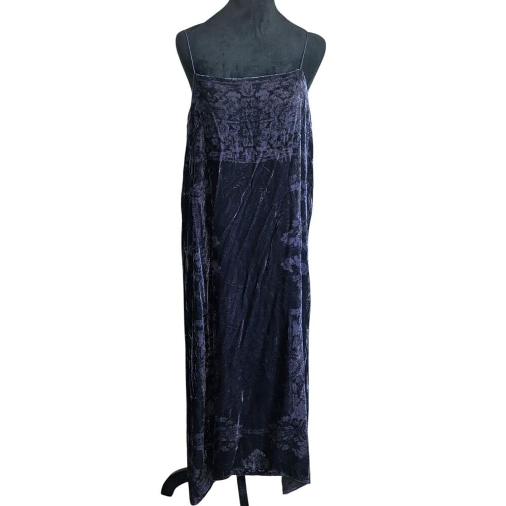 Anthropologie Floreat Whimsigoth Velvet Silk Blend Midi Slip Dress Purple M
